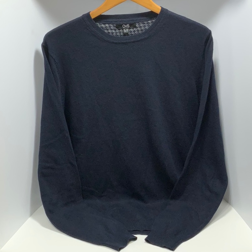 OVS, Italian cotton/cashmere navy sweater, Euro size XL